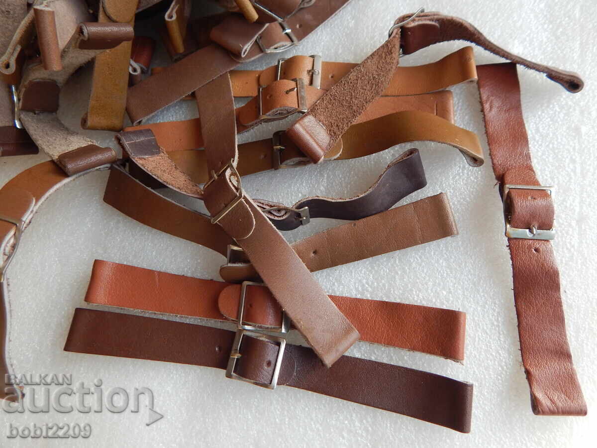 Lot of 53 Old Leather Wristwatch Straps, Soviet Era Lot of 53 Old Leather Wristwatch Straps, Soviet Era
