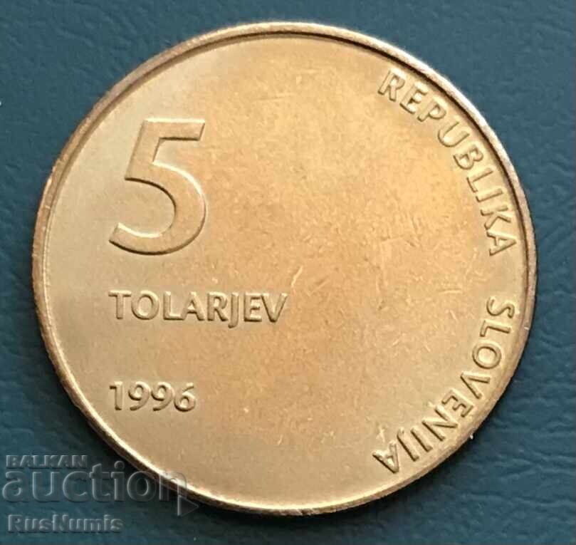 Slovenia.5 tolari 1996 5 ani Independenta.UNC. cu preț € 5.01 | 9.80 BGN Slovenia.5 tolari 1996 5 ani Independenta.UNC. cu preț € 5.01 | 9.80 BGN