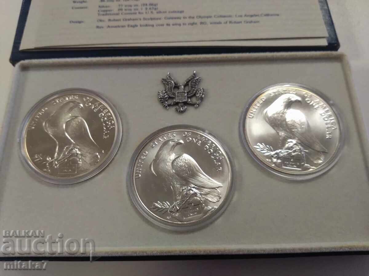 Delivery of Set of 3 x 1 Dollar 1984, USA