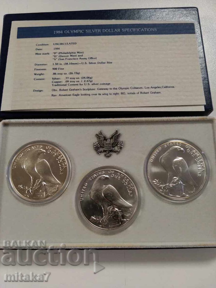 Комплект 3 х 1 долар 1984 година, САЩ Комплект 3 х 1 долар 1984 година, САЩ
