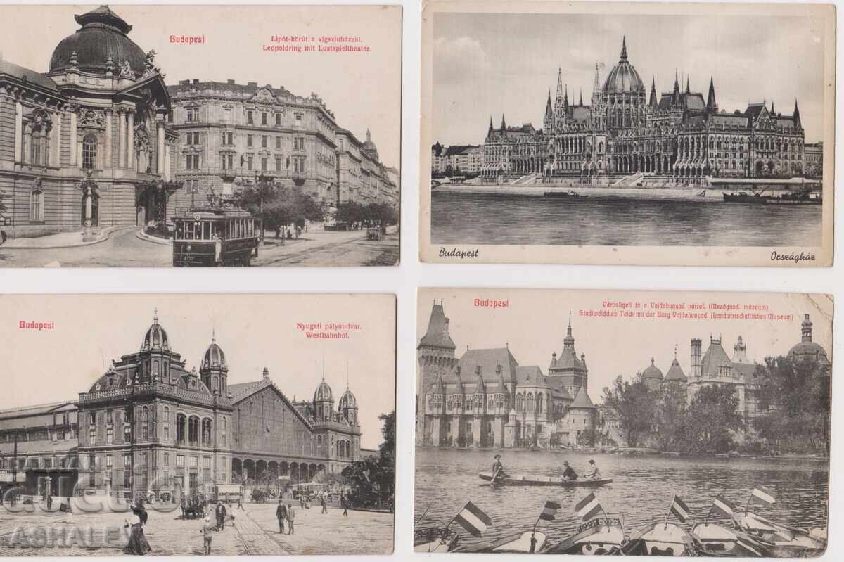 Ungaria Budapesta 1937 4 cărți poștale curate