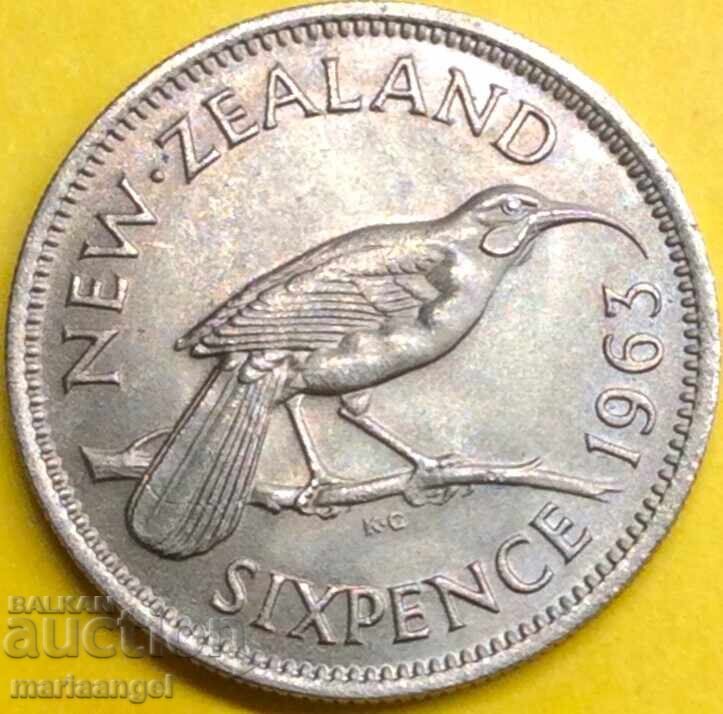 6 Πένες 1963 Νέα Ζηλανδία Βασίλισσα Ελισάβετ II