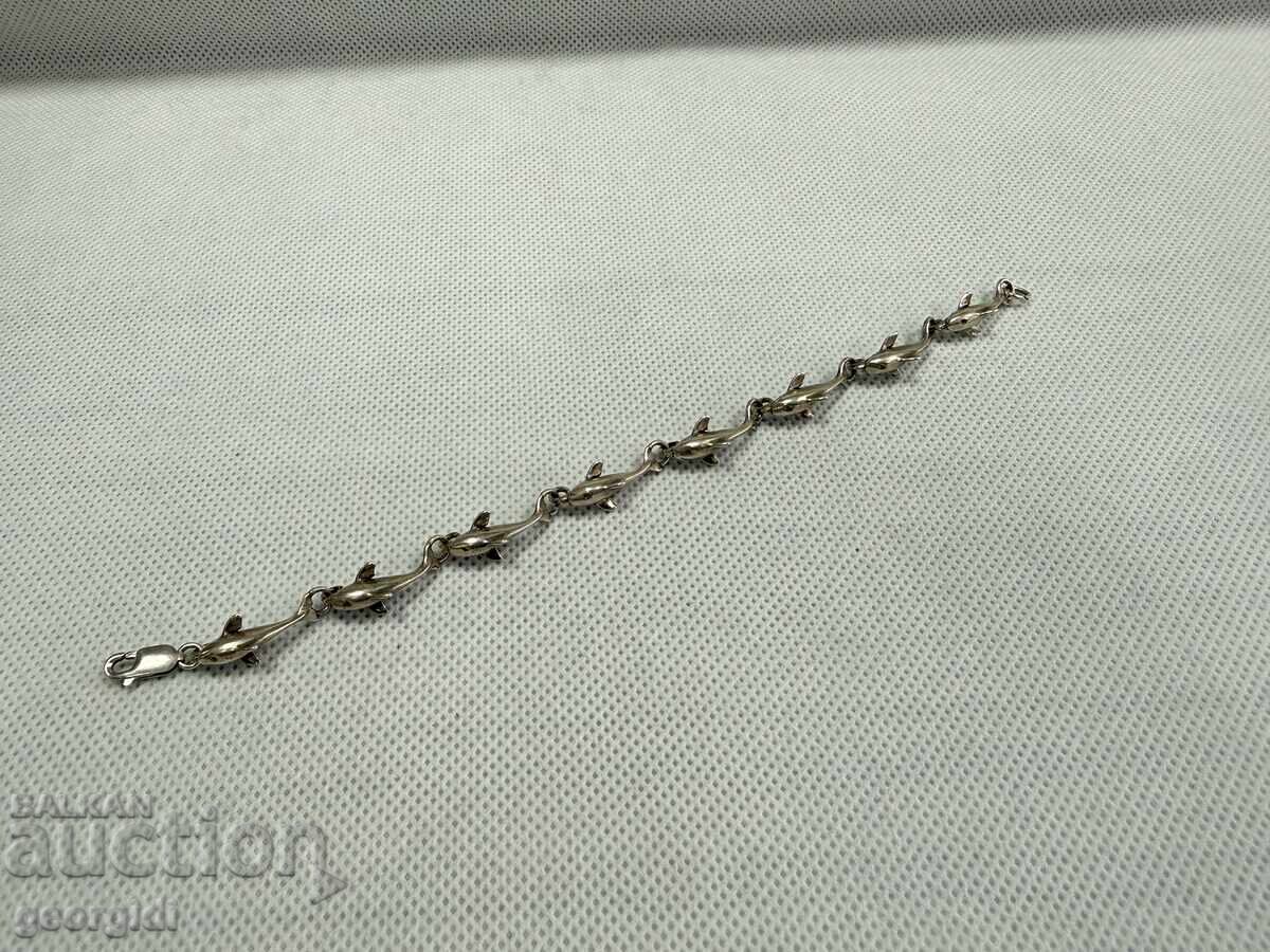 Дизайнерска сребърна гривна с делфини. №7764 Дизайнерска сребърна гривна с делфини. №7764