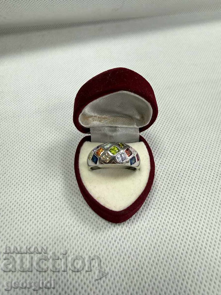 Сребърен пръстен с полускъпоценни камъни. №7765 с цена € 43.46 | 85.00 лв.