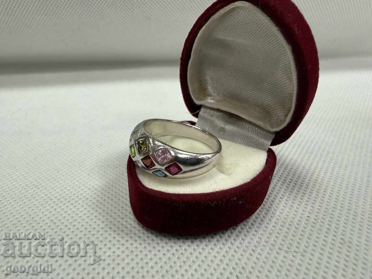 Сребърен пръстен с полускъпоценни камъни. №7765 - 5