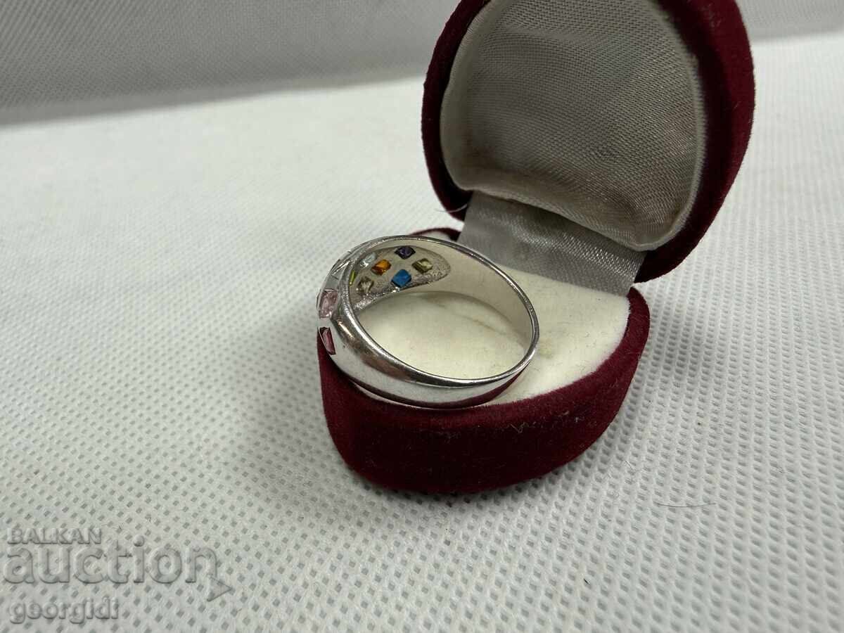 Сребърен пръстен с полускъпоценни камъни. №7765 - 6