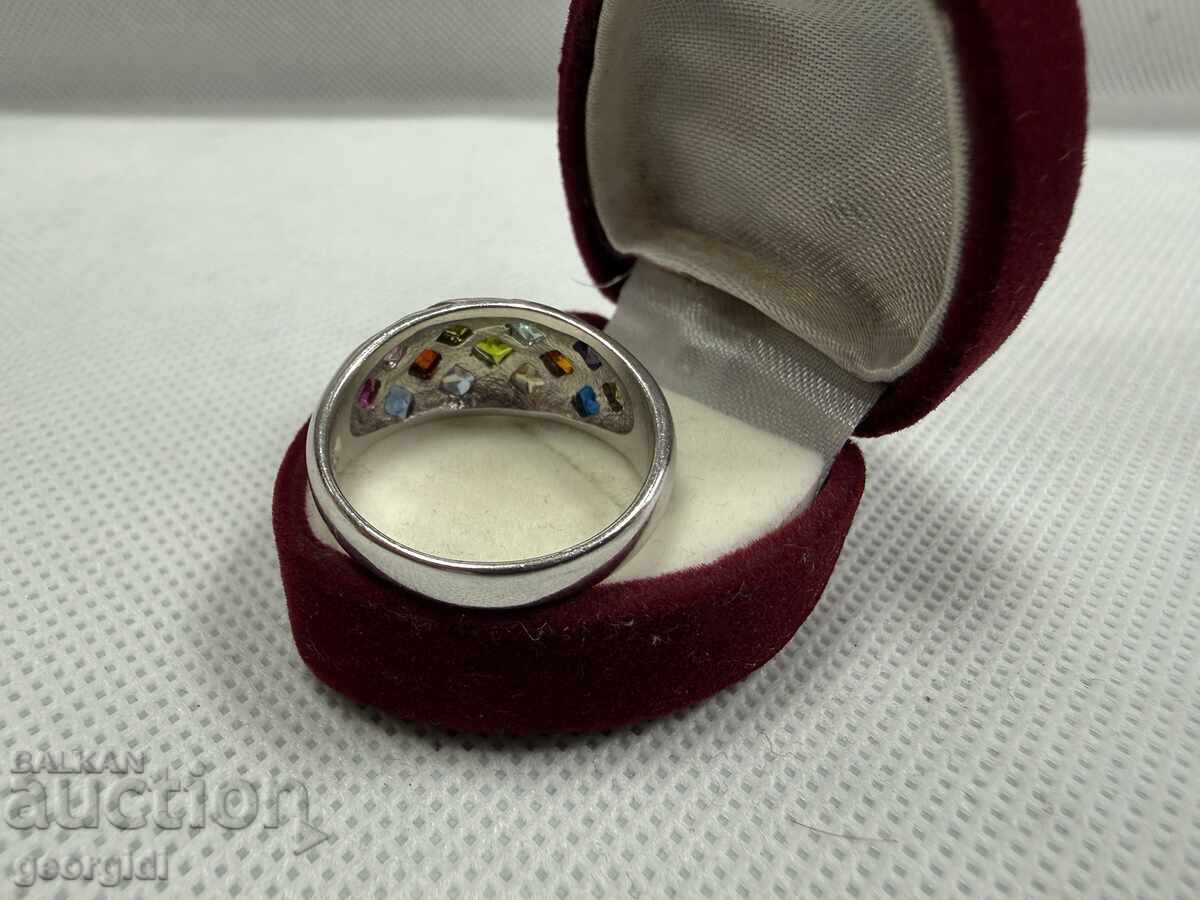Сребърен пръстен с полускъпоценни камъни. №7765 - 7