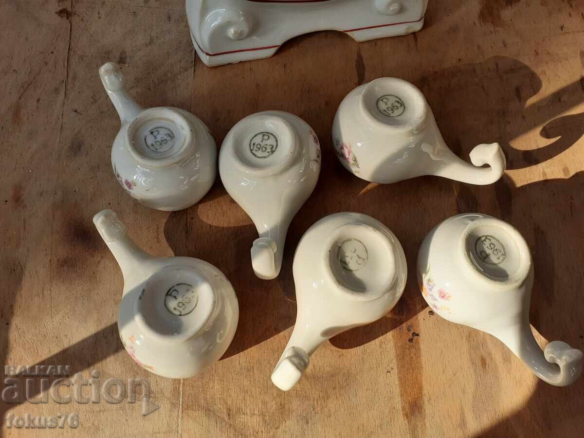 Porțelan bulgăresc - serviciu pentru rachiu fiert cu dovlecei Unicat - 5