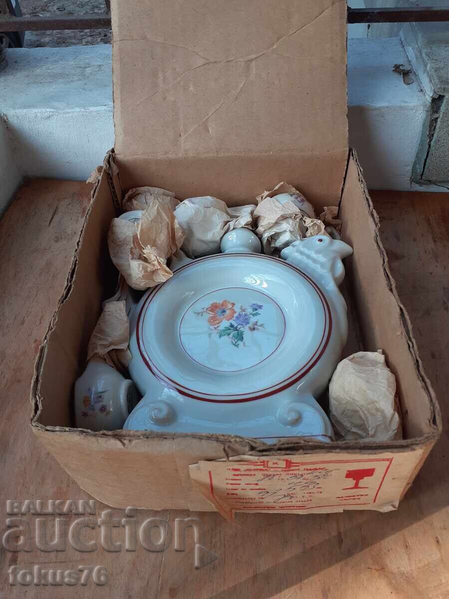 Porțelan bulgăresc - serviciu pentru rachiu fiert cu dovlecei Unicat - 6