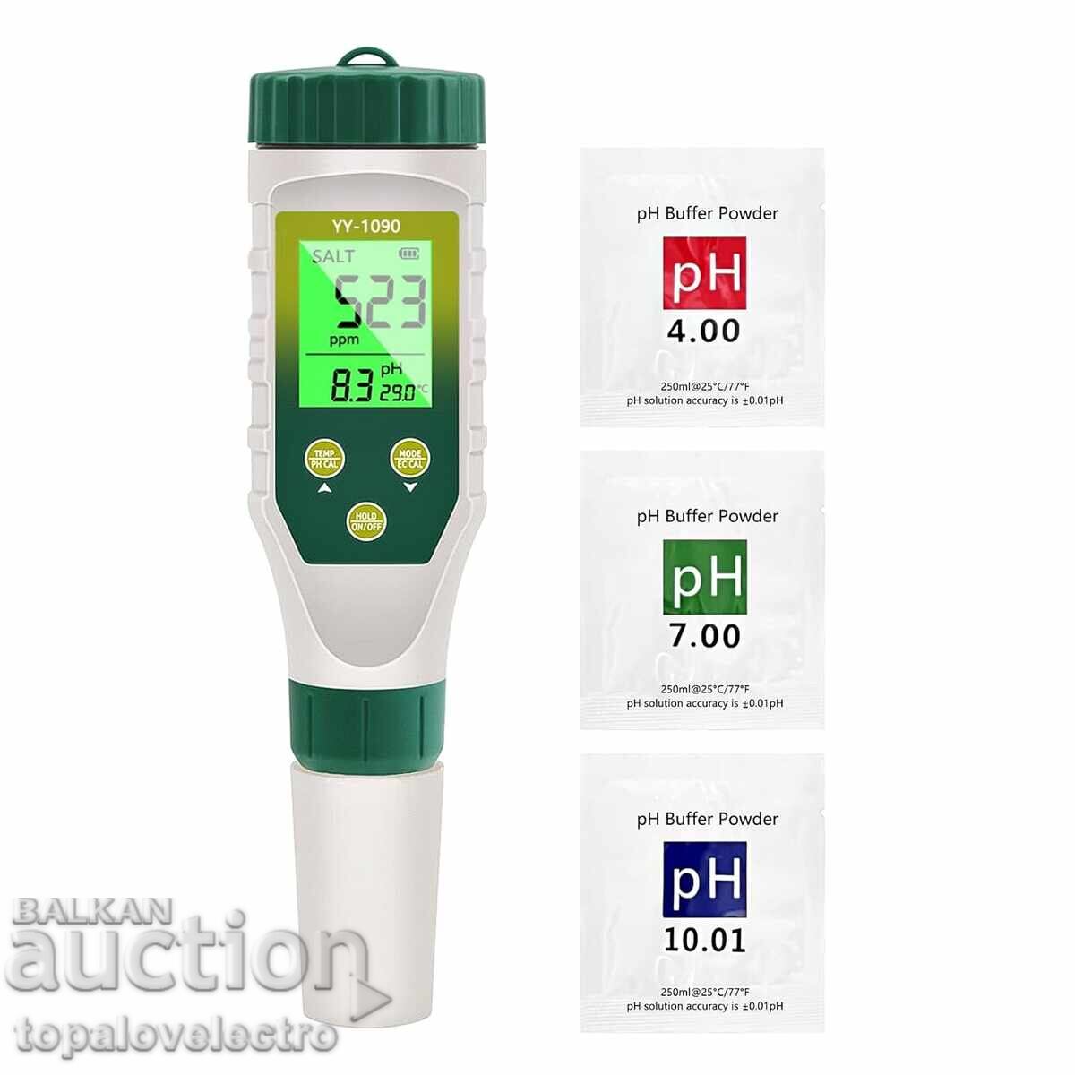 NOU! 5-în-1 pH metru, pH, EC, TDS, salinitate și temperatură
