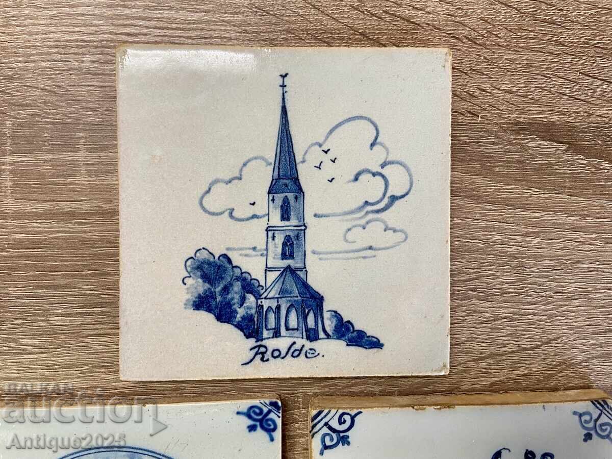 Livrarea Set de plăci ceramice vintage în stil Delft Blue