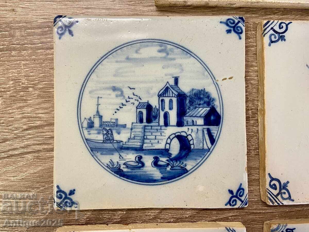 Set de plăci ceramice vintage în stil Delft Blue - 5