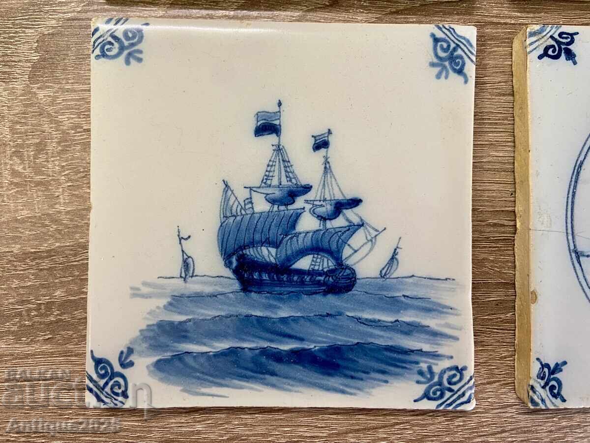 Set de plăci ceramice vintage în stil Delft Blue - 7