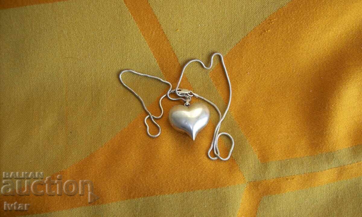 Necklace, heart silver