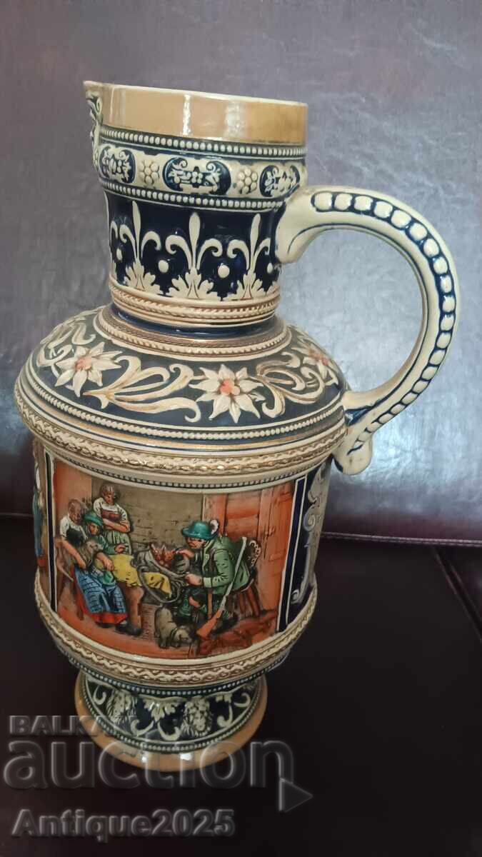 Δημοπρασία Αντίκα κεραμική κούπα μπύρας (στάιν) 3 λίτρων, Γερμανία, 35 εκ