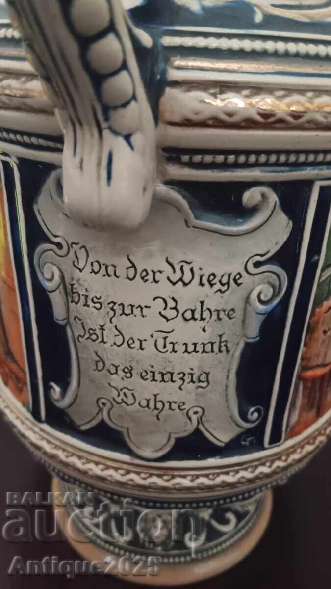 Παράδοση Αντίκα κεραμική κούπα μπύρας (στάιν) 3 λίτρων, Γερμανία, 35 εκ