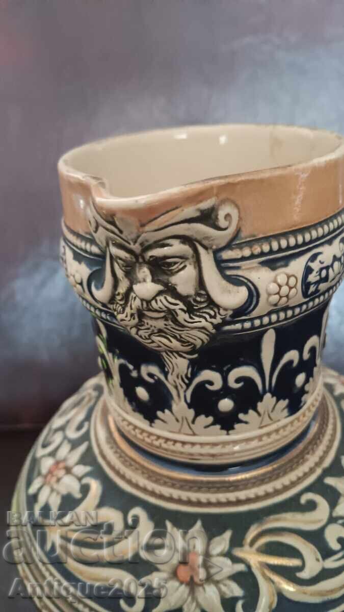 Αντίκα κεραμική κούπα μπύρας (στάιν) 3 λίτρων, Γερμανία, 35 εκ - 5