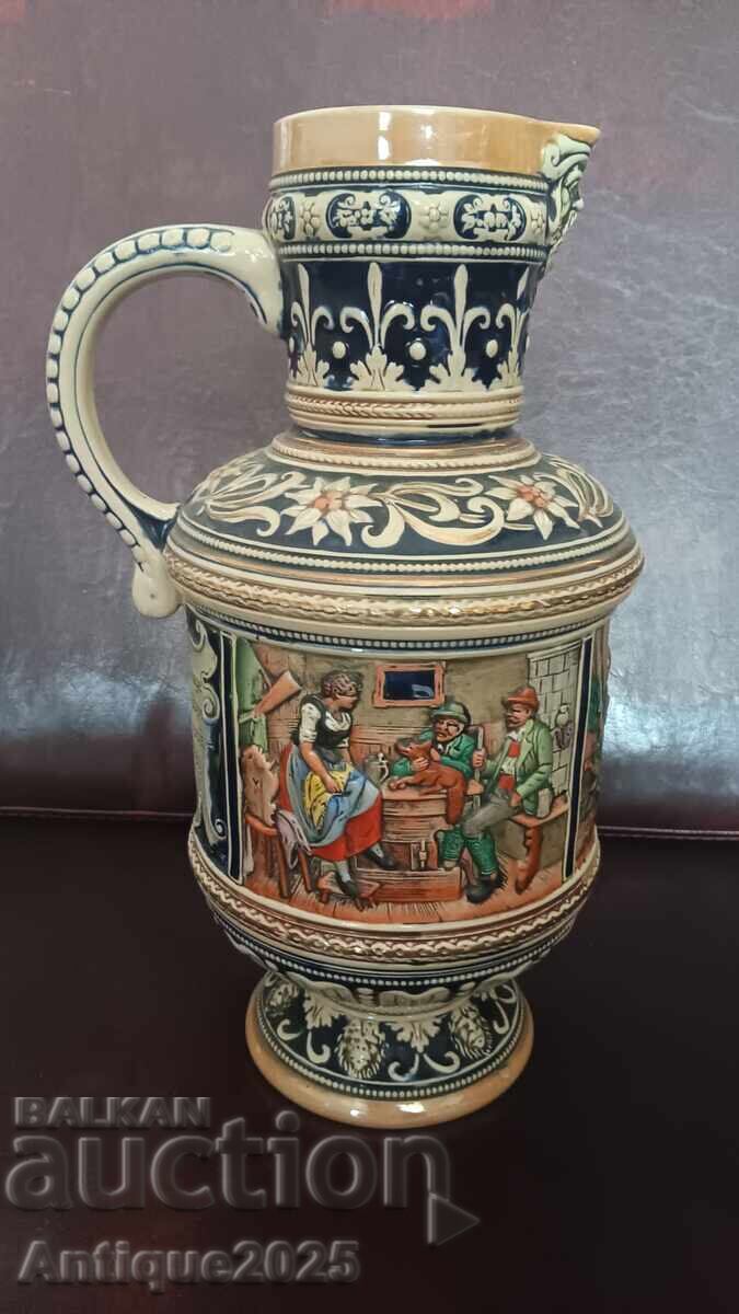 Αντίκα κεραμική κούπα μπύρας (στάιν) 3 λίτρων, Γερμανία, 35 εκ