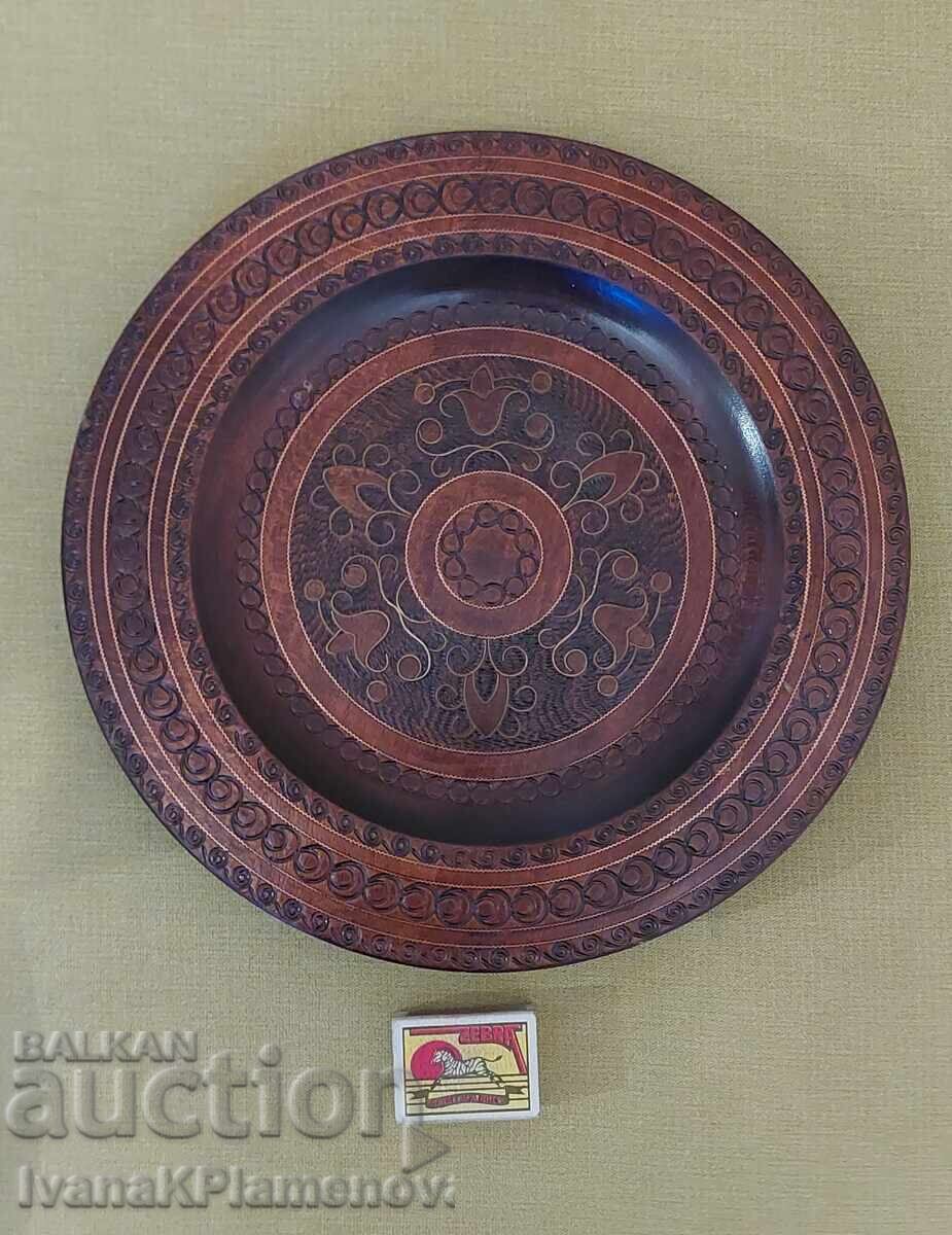 Panou sculptat în lemn, incrustat cu alamă, 30cm, pentru cunoscători - 5