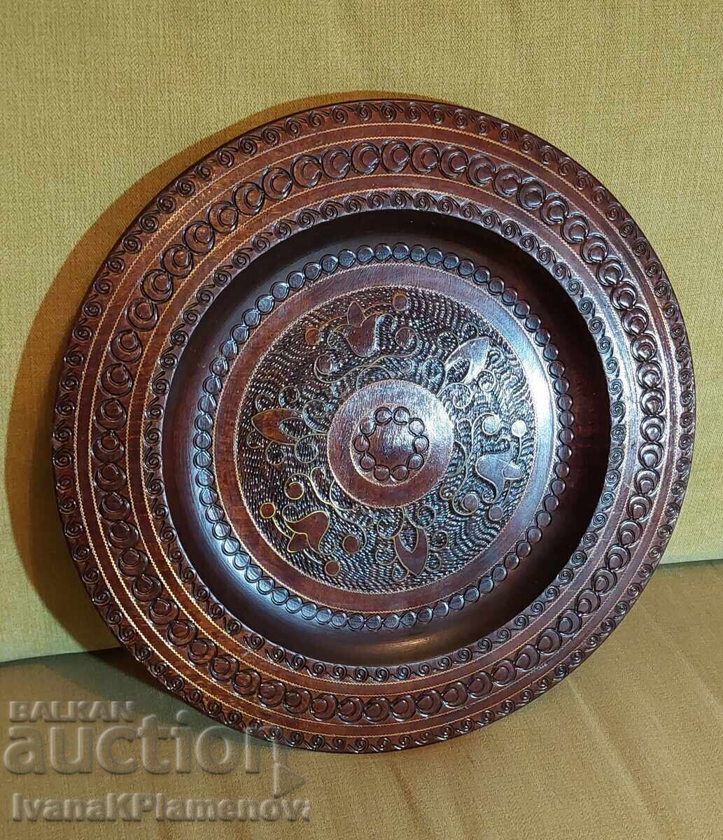 Ξυλόγλυπτο πάνελ με ένθετο ορείχαλκο 30εκ για γνώστες