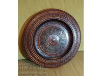 Wood carving panel inlaid with brass 30cm for connoisseurs