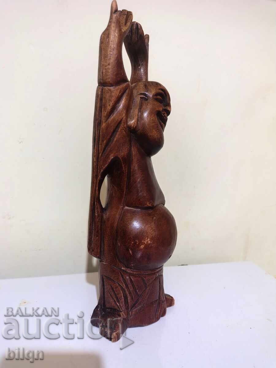 Auction Wooden Sculpture - Laughing Buddha Auction Wooden Sculpture - Laughing Buddha
