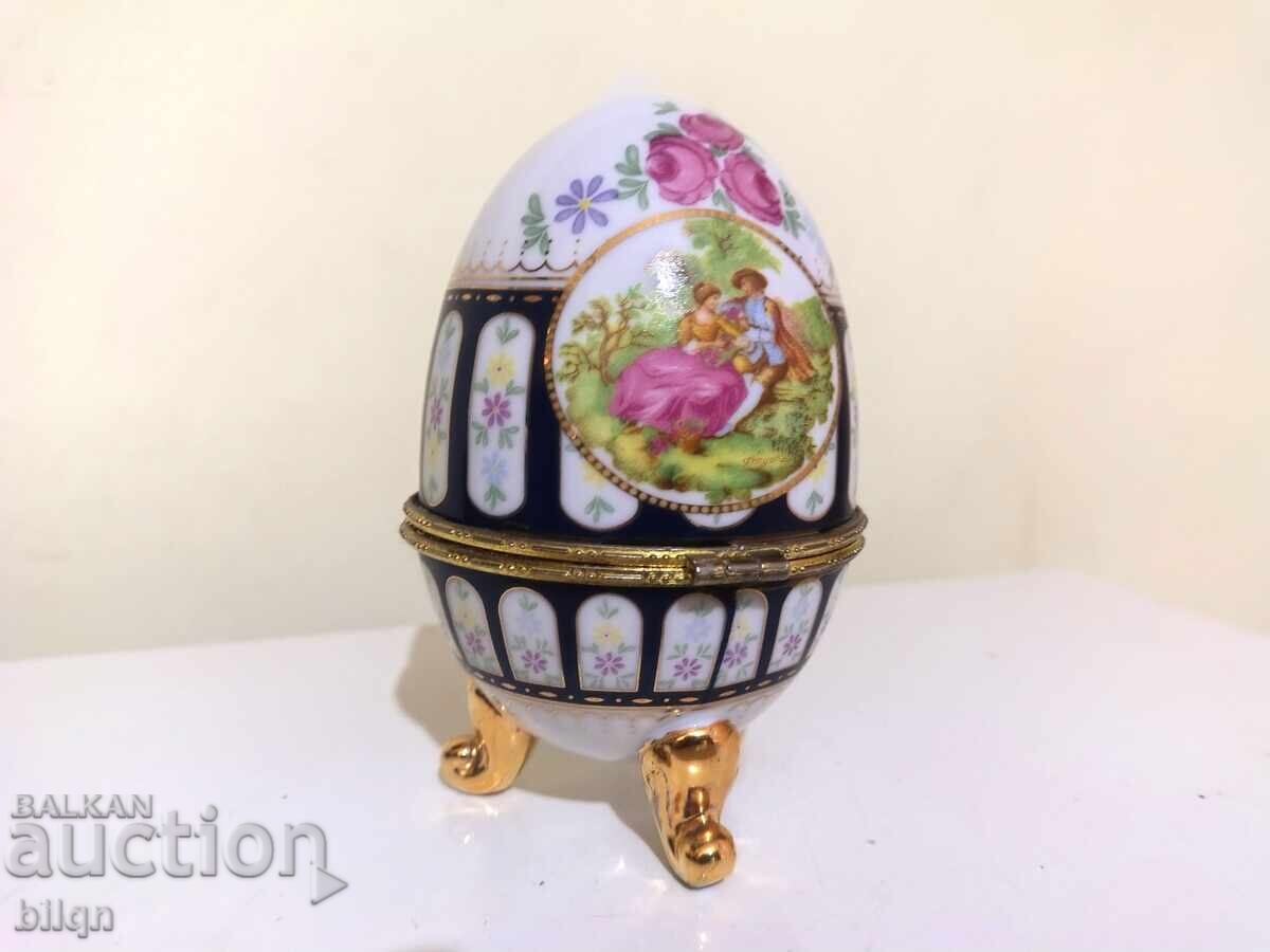 Порцеланово Яйце-Кутия за Бижута-Лимож - 5