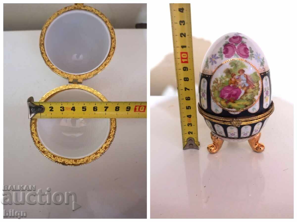 Порцеланово Яйце-Кутия за Бижута-Лимож - 7
