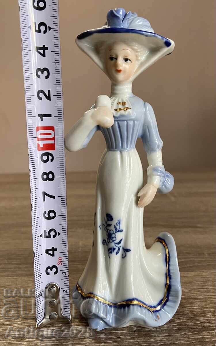 Винтидж порцеланова статуетка „Дама в синя рокля“, Европа - 6