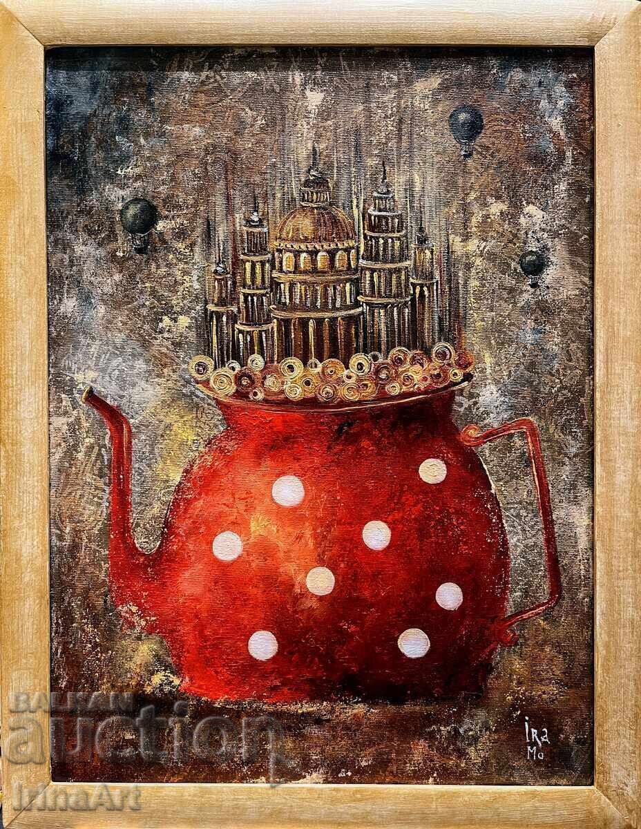 Μαγικό τσαγιέρα - Ira Mo (Ι.Μοβτσάν). Λάδι σε καμβά + Πλαίσιο με τιμή € 99.00 | 193.63 BGN