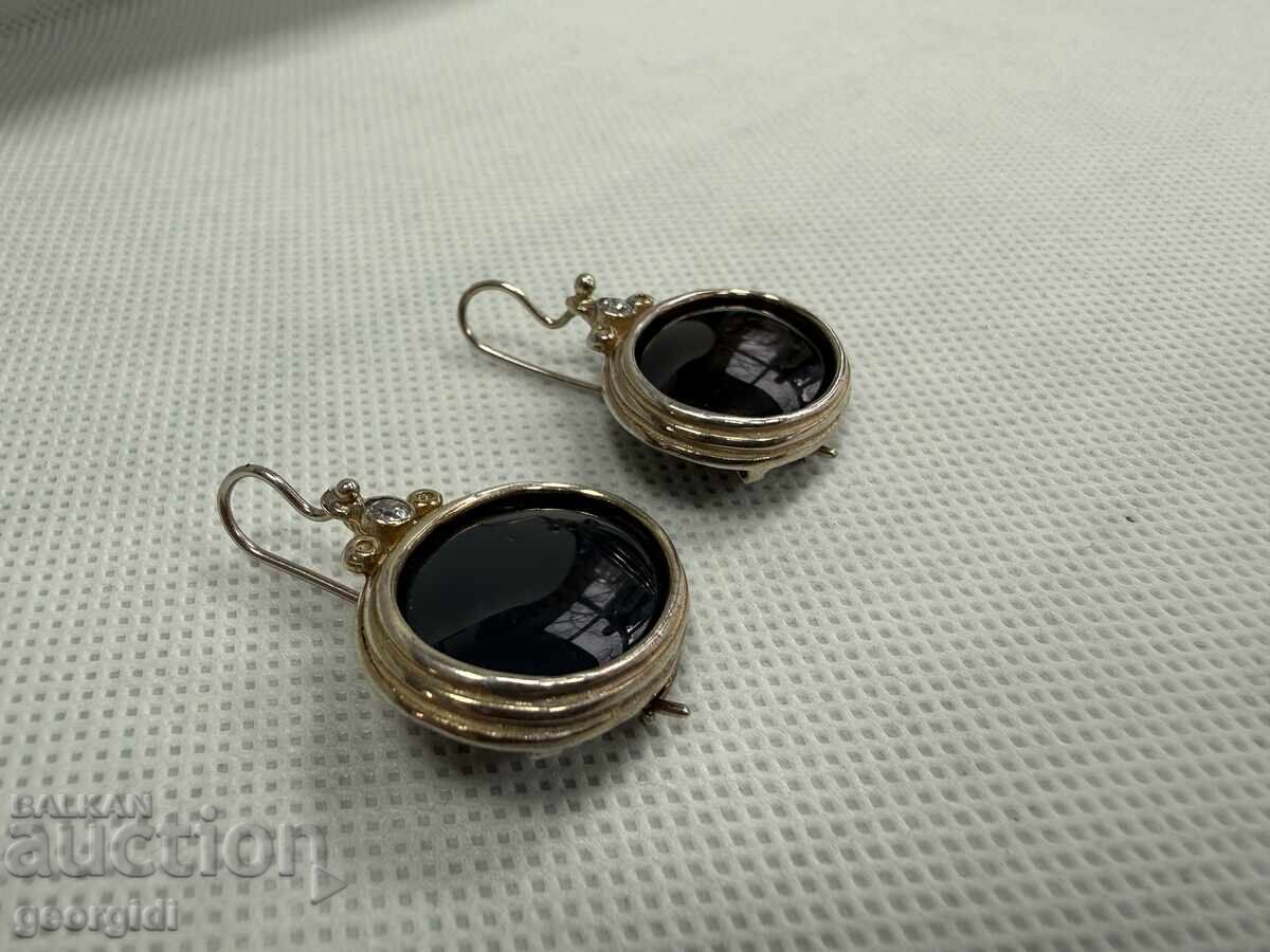 Δημοπρασία Ασημένια σκουλαρίκια με μαύρο όνυχα. №7766