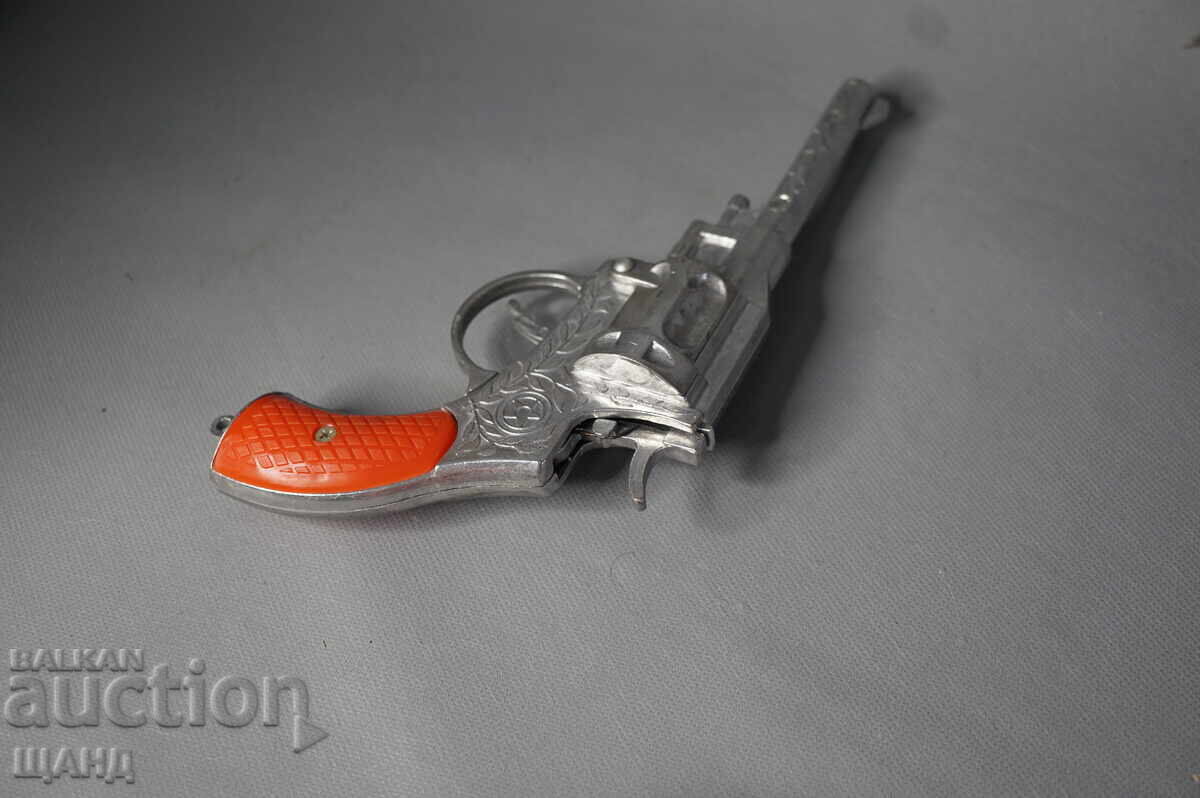 Стара Руска Метална играчка кабсен пистолет револвер с кутия - 5