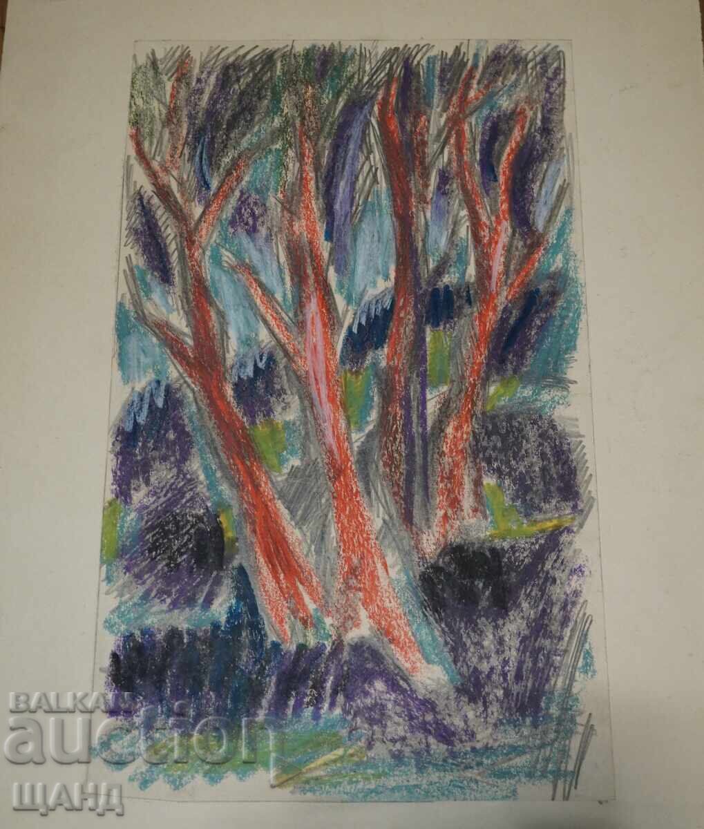 Παλιά Μαστορική ζωγραφική εικόνα παστέλ τοπίο δέντρα με τιμή € 2.74 | 5.36 BGN Παλιά Μαστορική ζωγραφική εικόνα παστέλ τοπίο δέντρα με τιμή € 2.74 | 5.36 BGN