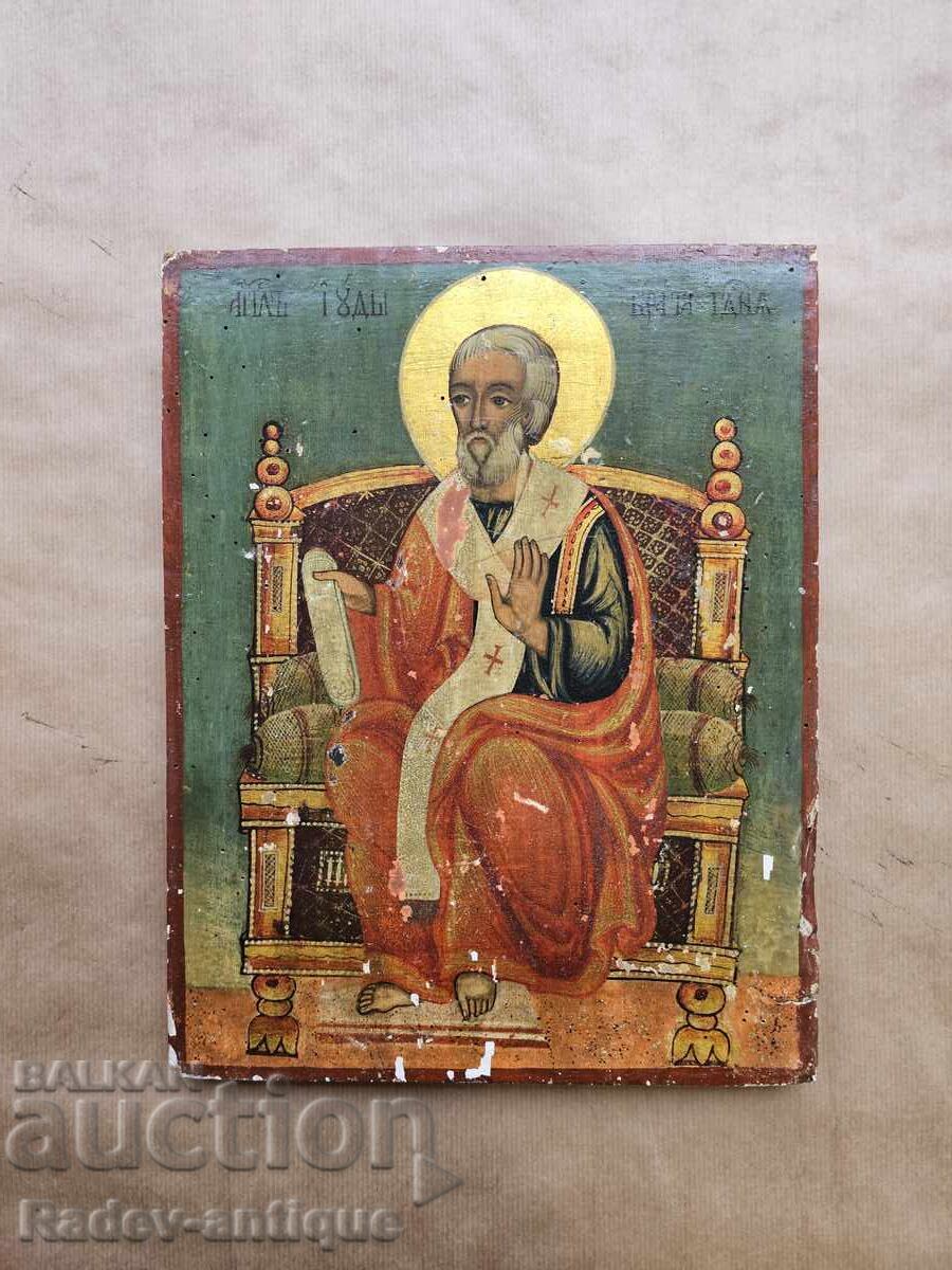 Veche icoană bulgară din secolul al XIX-lea, de renaștere, Sfântul Iuda, sfânt cu preț € 159.01 | 311.00 BGN