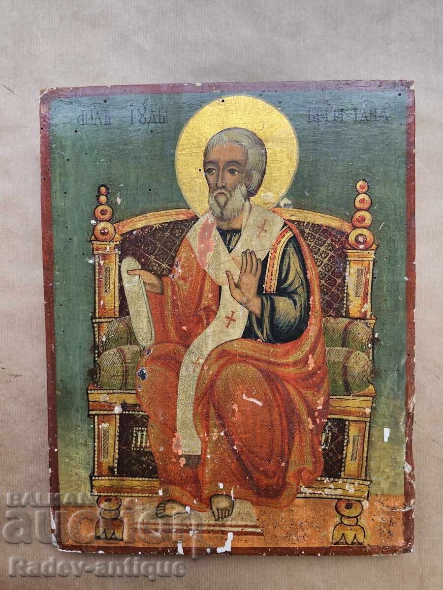 Veche icoană bulgară din secolul al XIX-lea, de renaștere, Sfântul Iuda, sfânt