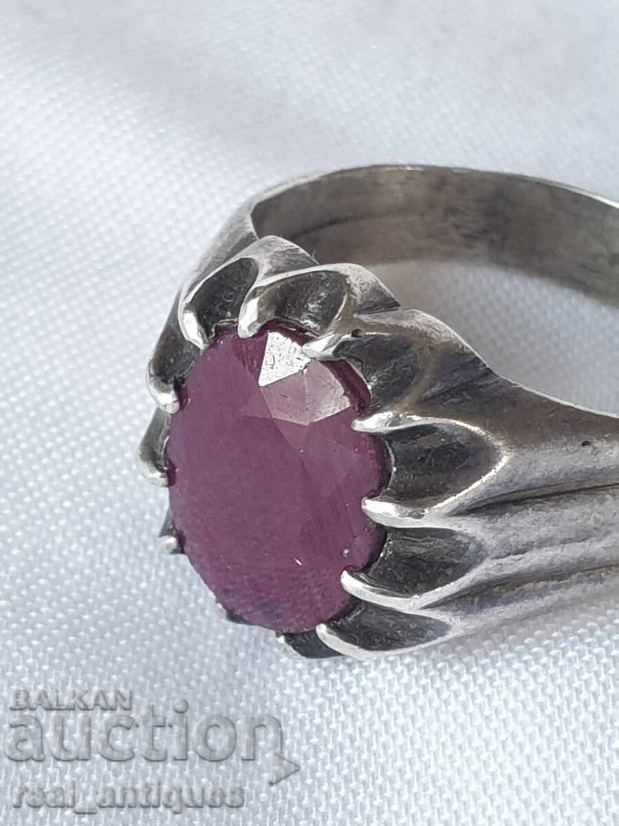 Silver ring with a ruby - 5