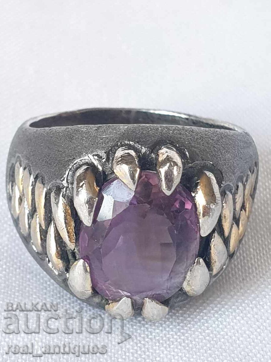 Аукцион Сребърен пръстен с аметист