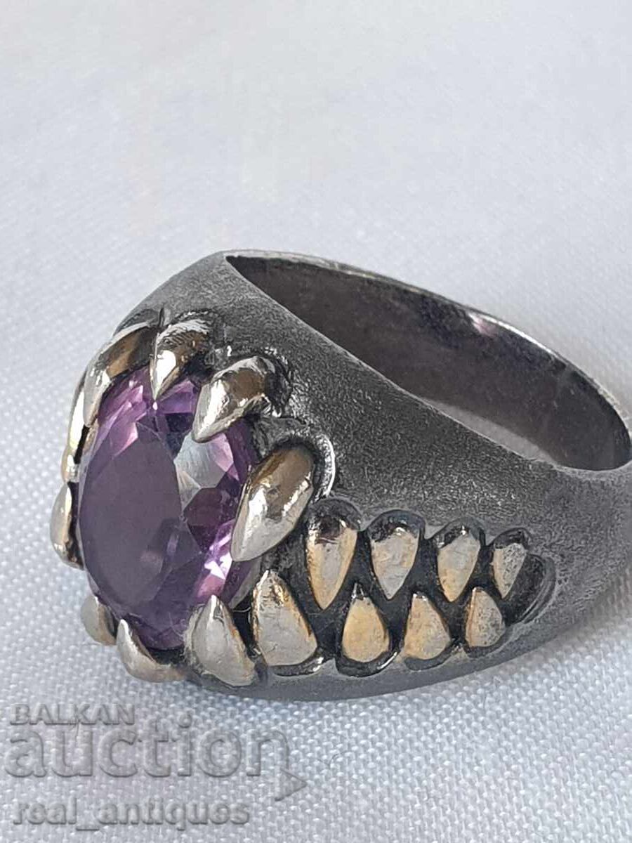 Сребърен пръстен с аметист