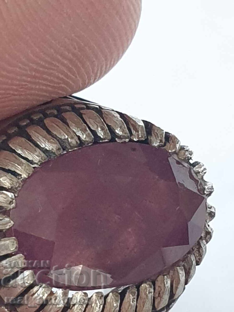 Silver ring with a ruby - 7