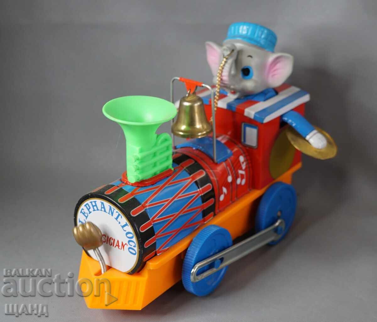 Licitație Vechi trenuleț locomotivă japonez de jucărie muzicală cu Elefant