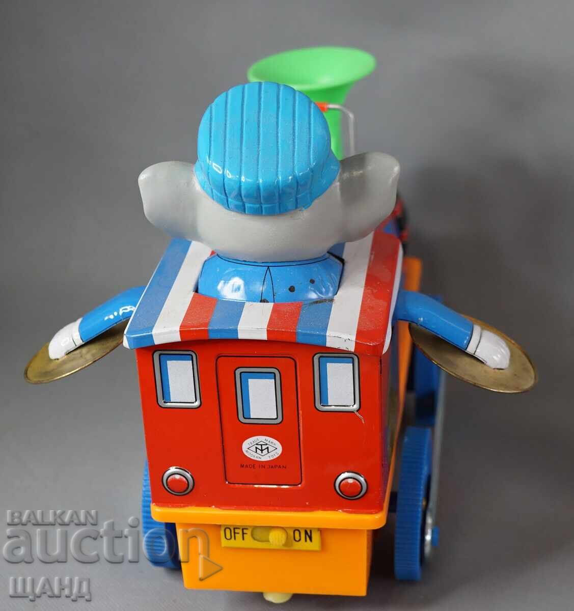 Vechi trenuleț locomotivă japonez de jucărie muzicală cu Elefant - 5