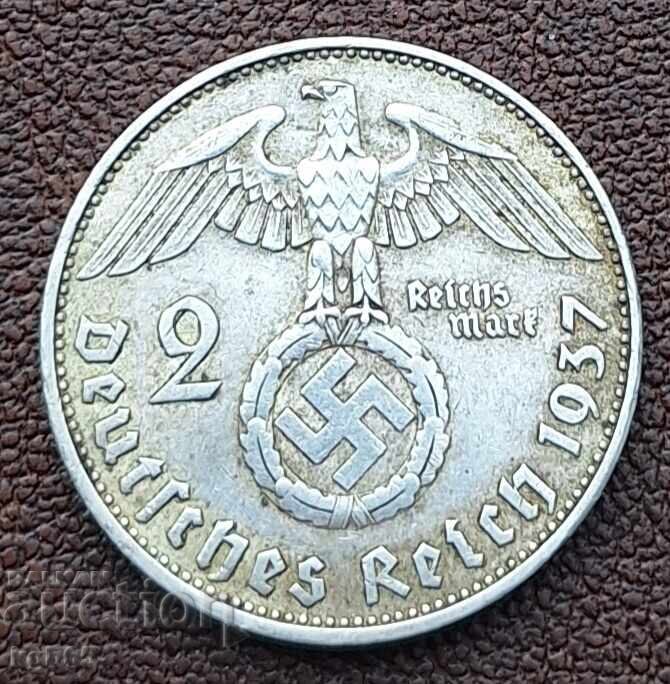 2 timbre 1937 Swastika al treilea Reich.#1