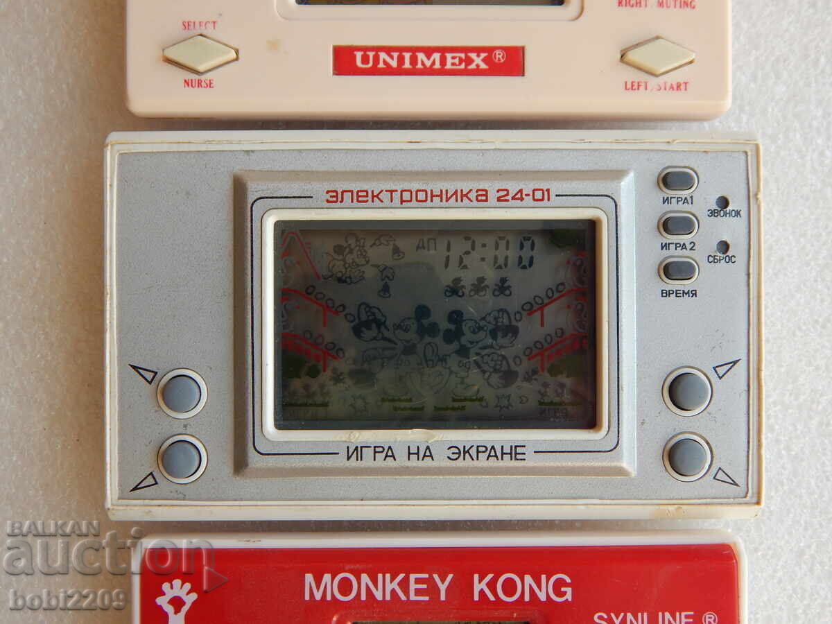 Λοτ 3 παλιά Ηλεκτρονικά παιχνίδια Ηλεκτρονικά Monkey Kong Nursery με τιμή € 41.93 | 82.01 BGN Λοτ 3 παλιά Ηλεκτρονικά παιχνίδια Ηλεκτρονικά Monkey Kong Nursery με τιμή € 41.93 | 82.01 BGN
