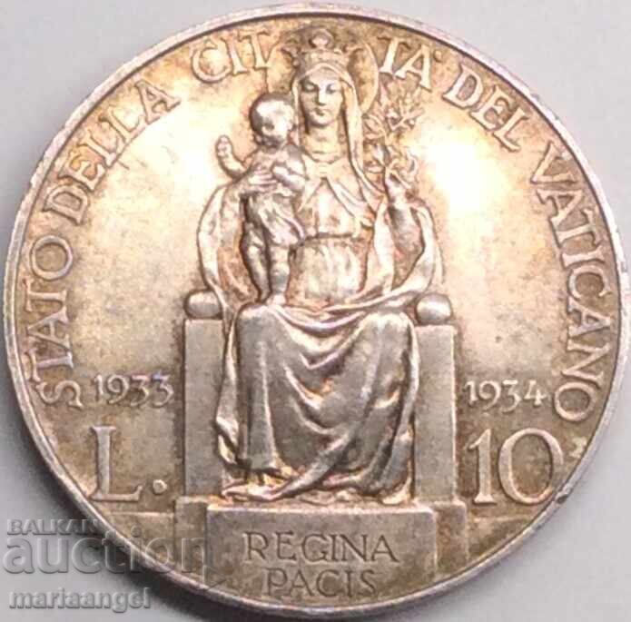 10 λίρες 1933 - 1934 Βατικανό Πάπας Πίος XI Ιωβηλαίο ασήμι