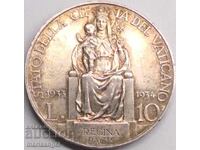 10 лири 1933 - 1934 Ватикана папа Пий XI Юбилейна сребро