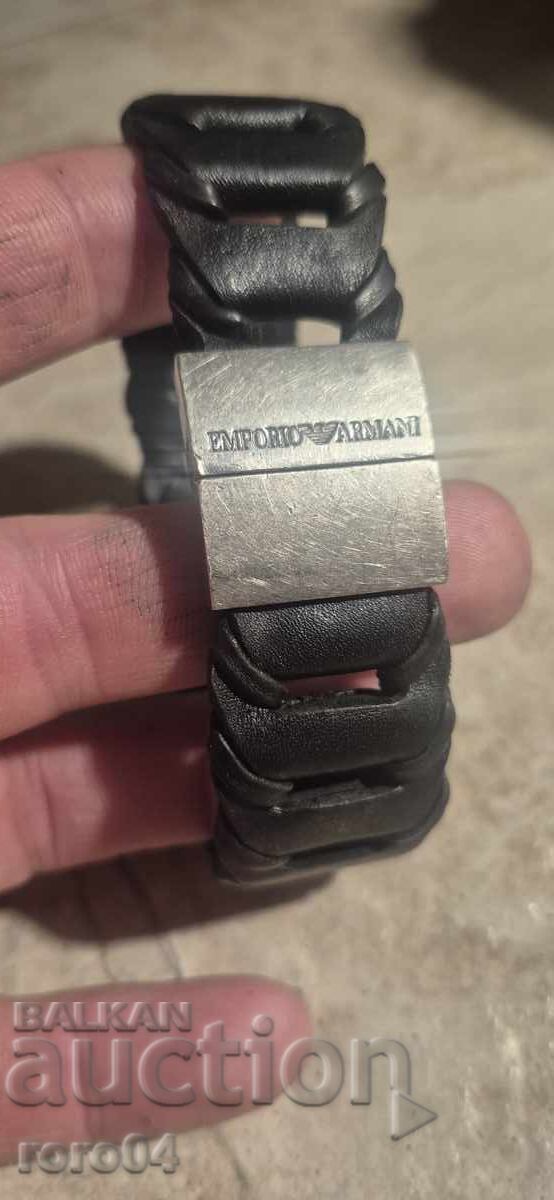 EMPORIO ARMANI - BRĂȚARĂ ARGINTIE - PIELE