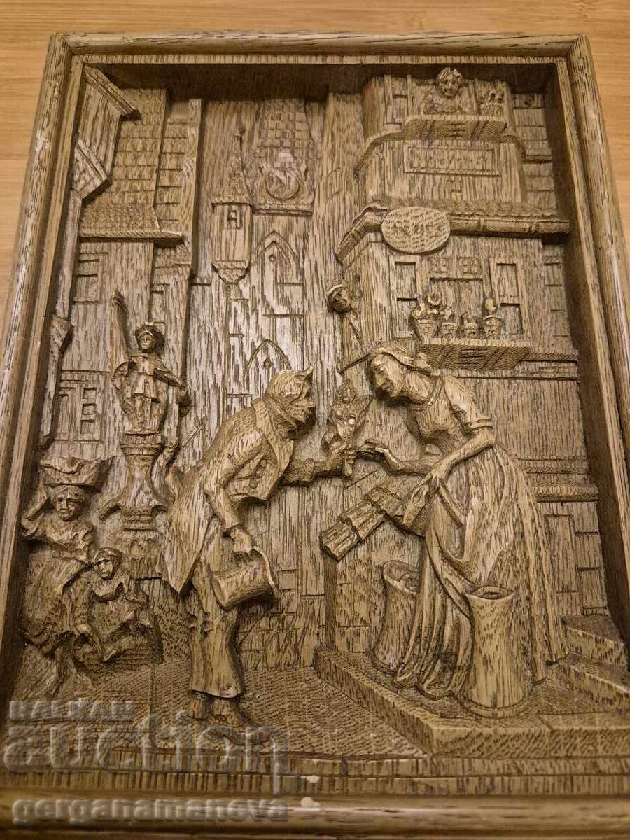 Tablou, sculptură în lemn - 6