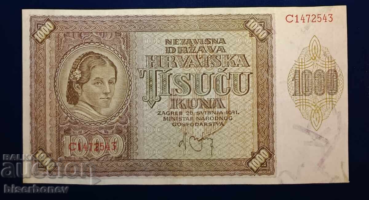 Croația, 1000 kuna 1941, VF Croația, 1000 kuna 1941, VF