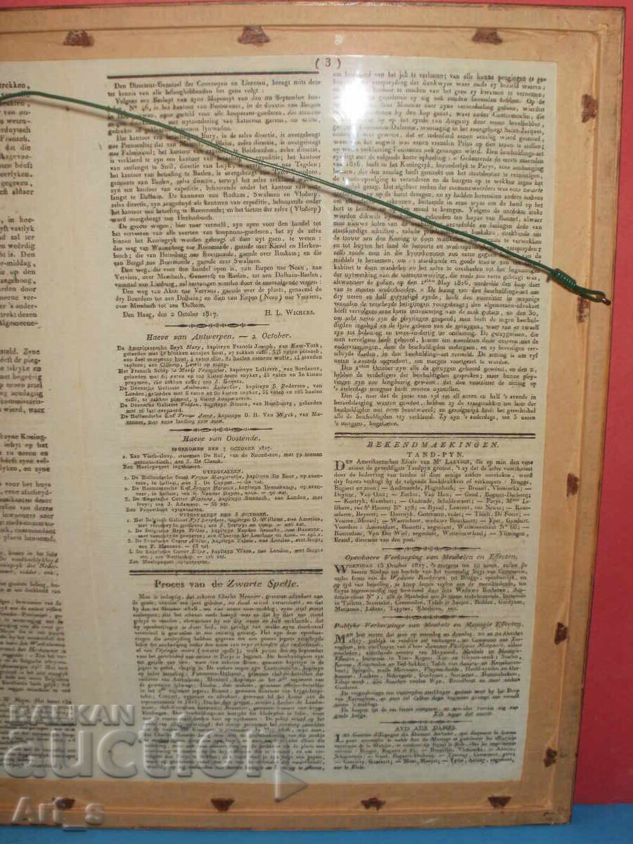 Ziar olandez original "New Gazette of Bruges" din 1817 - 5 Ziar olandez original "New Gazette of Bruges" din 1817 - 5