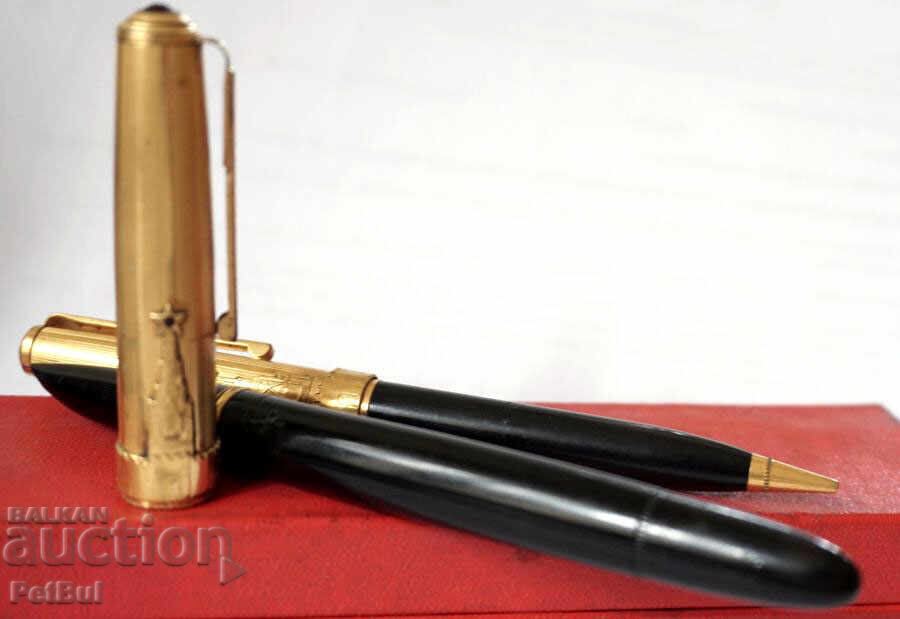 Gold-plated Pen and Pencil Kremlin Tower Star with Rubies - 7 Gold-plated Pen and Pencil Kremlin Tower Star with Rubies - 7